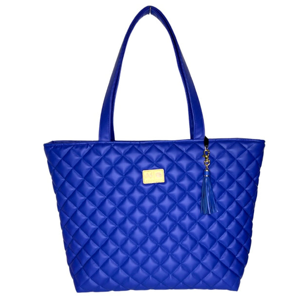 Quilted Cobalt Tote (Made to Order- 21 Business Day Turnaround)