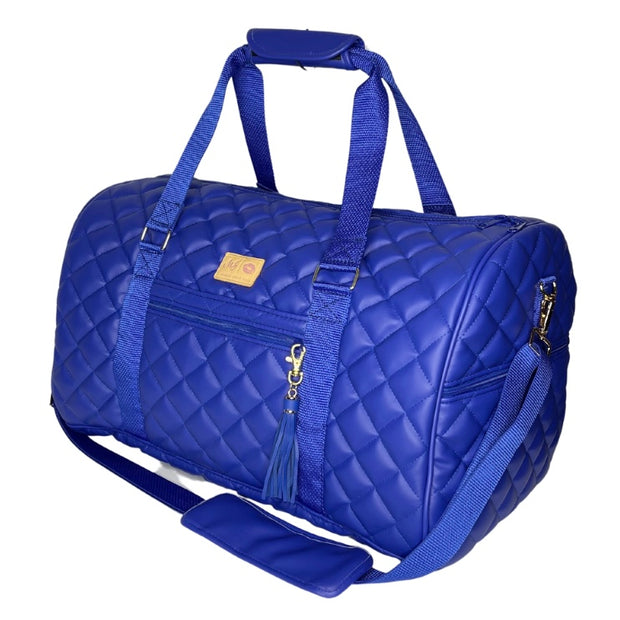 Quilted Cobalt Duffel (Made to Order- 21 Business Day Turnaround)