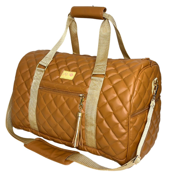 Quilted Cognac  Duffel (Made to Order- 21 Business Day Turnaround)